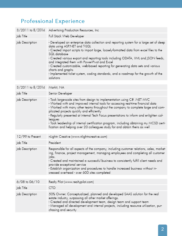 Resume - Page 2